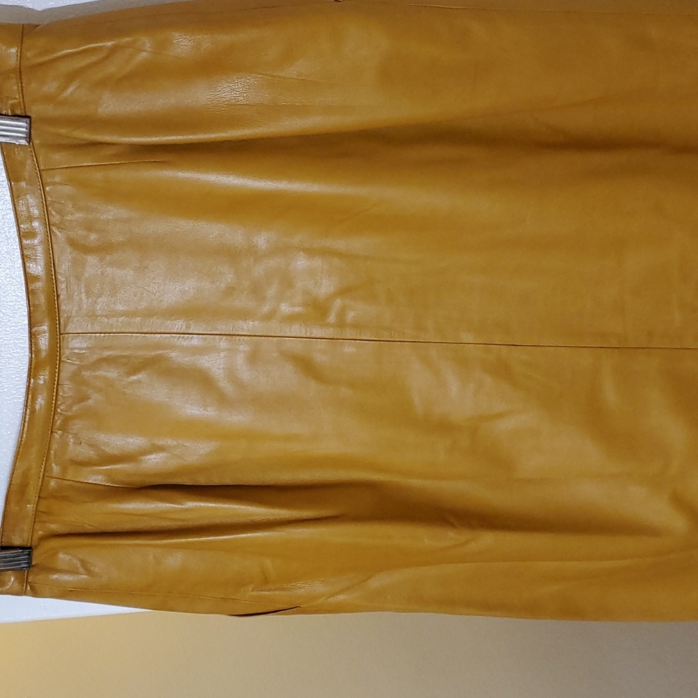 Soft leather skirt.  This skirt is not shiny!  The light is deceiving.